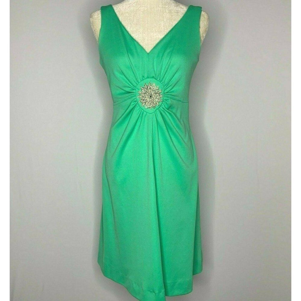 Vintage Disco Sleeveless Evening Party Dress Green